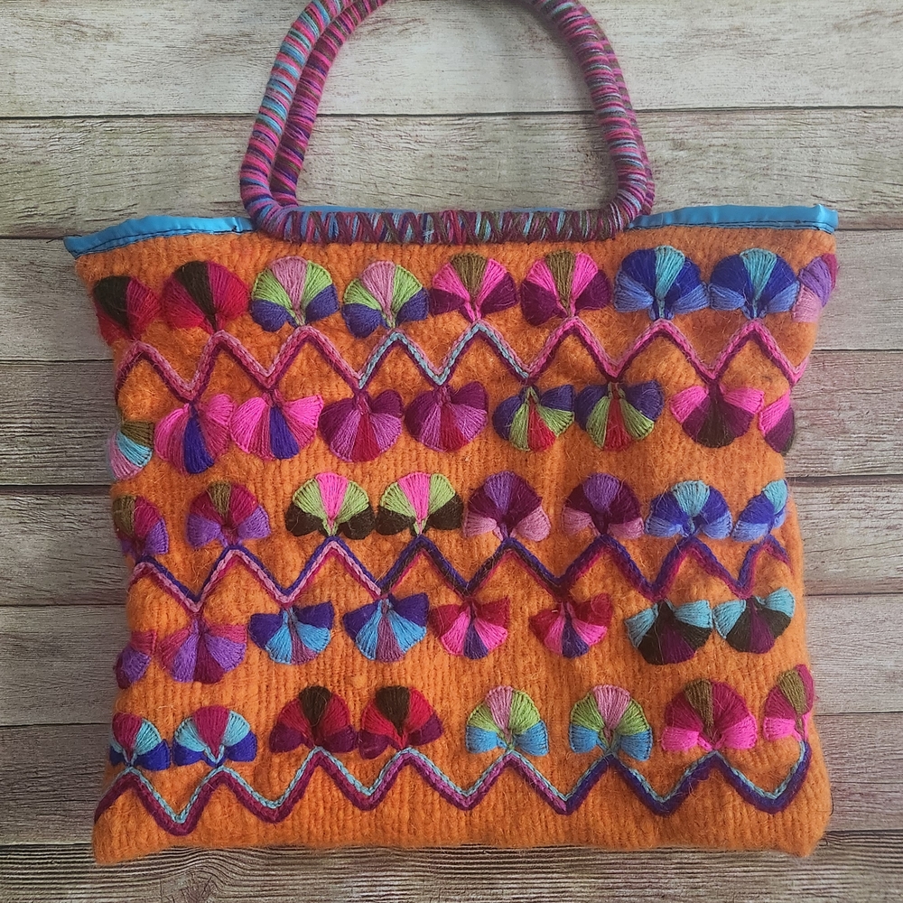 Colorful Embroidered Tote Bag